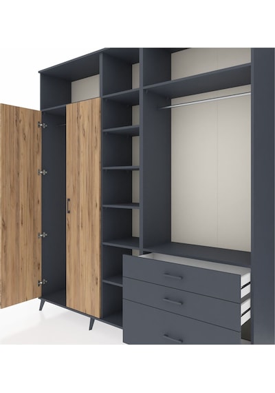 Hyperion Dolap 9 Raflı 3 Çekmeceli 2 Askılı 220x44x243 Antrasit-çam/antrasit Atlas Çam/antrasıt Hyperion Dolap 9 Raflı 3 Çekmeceli 2 Askılı 220x44x243 Antrasit-çam/antrasit Atlas Çam/antrasıt