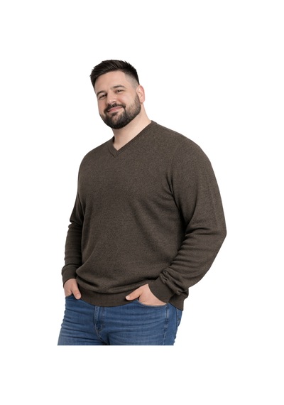 Battalmoda Erkek Büyük Beden Koyu Vizon V Yaka Triko Kazak 3xl-4xl-5xl-6xl