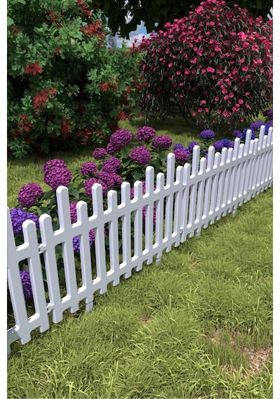 Flower Plastik Bahçe Çiti Bordür Bahçe Koruma Dekorasyonu Kırılmaz Bahçe Çiti 55 Cm Tek Beyaz