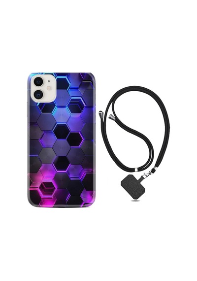 Apple iPhone Uyumlu Iphone 13 Kılıf Resimli Desenli Silikon Boyun Askılı Petekler 1889