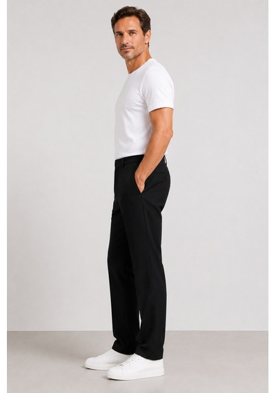 Bihan Store Erkek Modern Klasik Kesim Keten Pantolon 1210-siyah
