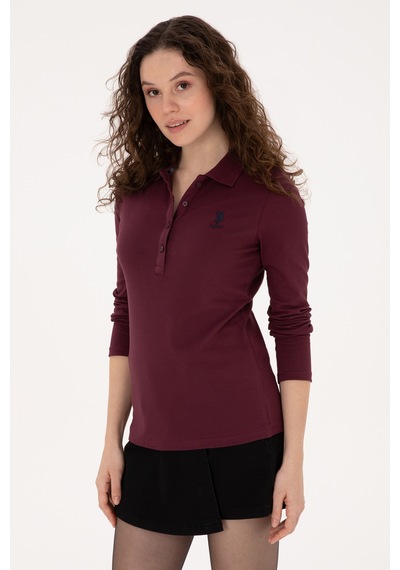 U.S. Polo Assn. Kadın Bordo Basic Polo Yaka Sweatshirt 50317627-VR177