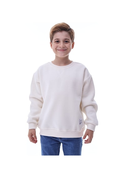 Erkek Çocuk Sweatshirt %100 Pamuk Rahat Kalıp 5-10 Yaş Krem