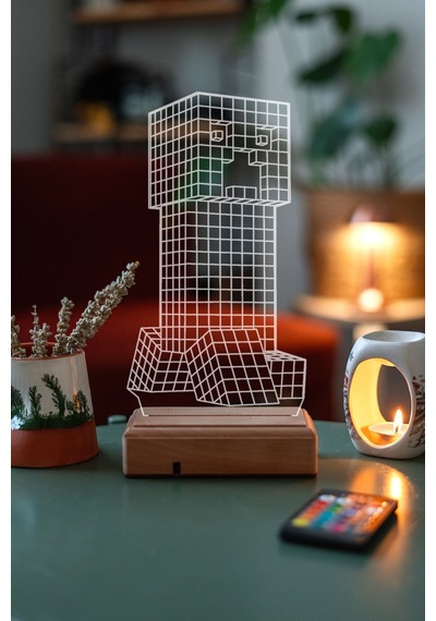 Çocuklara Özel 3D Minecraft Led Masaüstü Ve Gece Lambası
