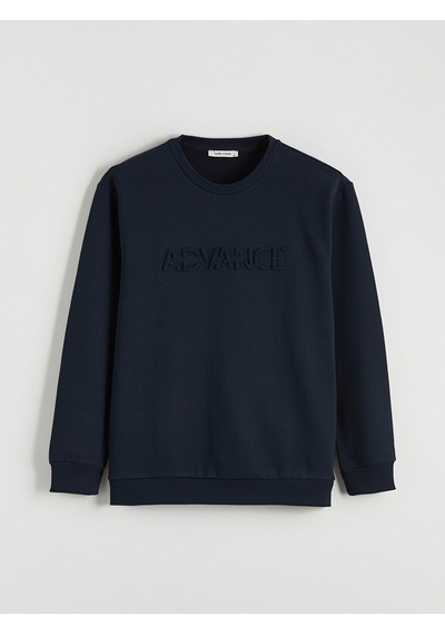 Lcw Vision Lacivert Bisiklet Yaka Baskılı Erkek Sweatshirt