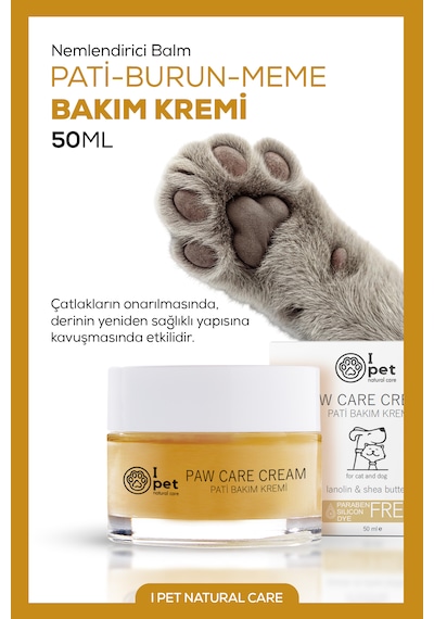 Kedi Köpek Pati Bakım Kremi Çatlak Onarıcı, Doğal Ve Vegan Nemlendirici 50 Ml