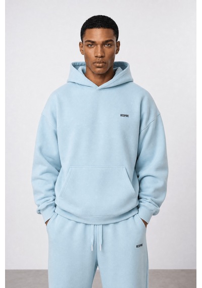 Erkek Respire Basic Oversize Hoodie Bebe Mavi