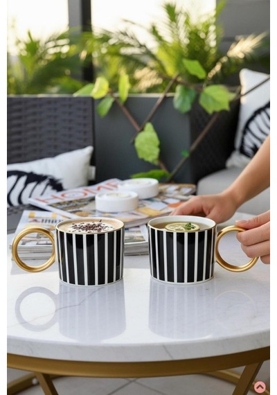 2'li Lüks Piano Black Kupa-6764 Çok Renkli