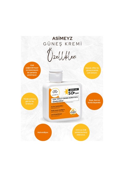 Asimeyz Çok Yönlü Yüksek Koruyucu Güneş Kremi SPF50+ 100 ML