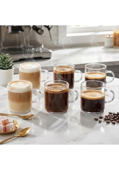 6'lı Şeffaf Cam Espresso Bardak Seti Isıya Dayanıklı Minimal Tasarım Kahve Bardakları 6 Cm Yükseklik, 6 Cm Çap Türk Kahvesi, Espresso Ve Kafe Kullanımı İçin Şık Sunum Bardakları Açık Kahverengi - Beyaz 6'lı Şeffaf Cam Espresso Bardak Seti Isıya Dayanıklı Minimal Tasarım Kahve Bardakları 6 Cm Yükseklik, 6 Cm Çap Türk Kahvesi, Espresso Ve Kafe Kullanımı İçin Şık Sunum Bardakları Açık Kahverengi - Beyaz