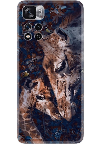 Xiaomi Redmi Note 11 Pro Kılıf Resimli Desenli Baskılı Silikon Flowers Giraffe 1338