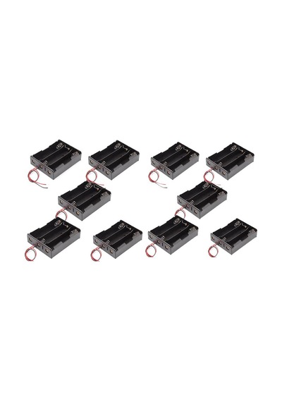 Koodmax - 10 Adet - 3 Lü Aa Kalem Pil Kutusu Yuvası 4.5v Kablolu Kalem Pil Tutucu