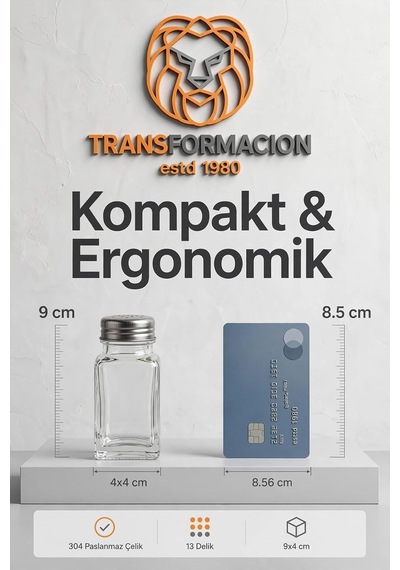 Retro Klasik 304 Paslanmaz Çelik Başlıklı Cam Tuzluk Biberlik Seti 9x4 Cm 2li Baharatlık 723681 Diğer