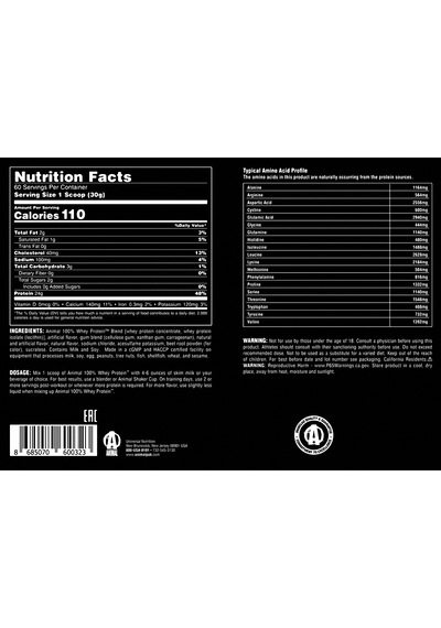 Universal Animal 100% Whey Protein Çilek Aromalı 1,8 Kg