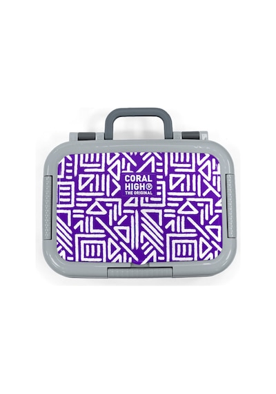 Coral High Kids Mor Beyaz Geometrik Desenli Paslanmaz Çelik Beslenme Kabı 39190 Mor