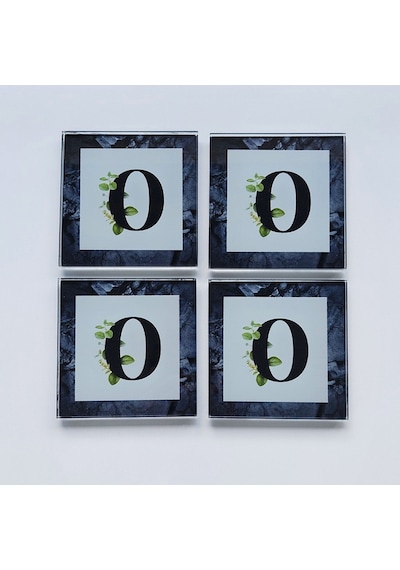 Decorita Cam Bardak Altlığı O Harfli Tasarım 4'lü Takım 10 x 10 CM Çok Renkli