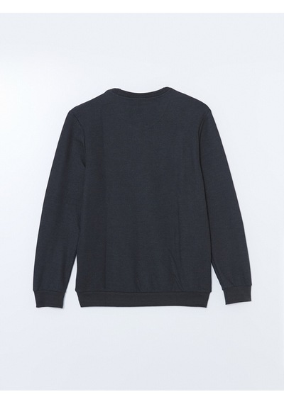 Lcwaıkıkı Classic Antrasit Bisiklet Yaka Uzun Kollu Erkek Sweatshirt