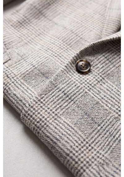 Rizzup Erkek Slim Fit Ekose Gri Blazer Ceket Astarlı Kışlık Şık Spor Ceket 2702420