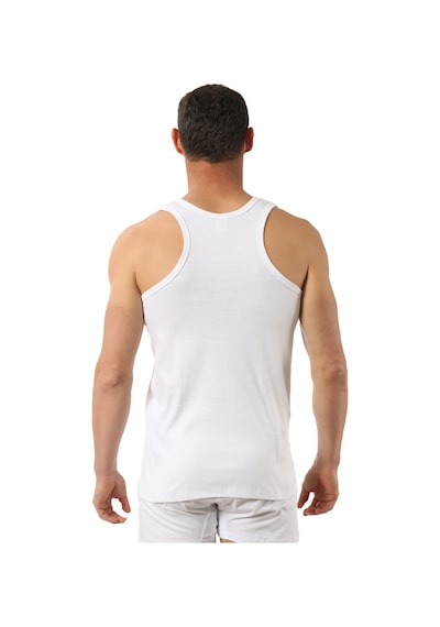 Özkan Underwear Özkan 0058 6'lı Paket Erkek %100 Pamuklu Ribana Esnek Rahat Sırtı Çapraz Sporcu Rambo Kalın Askılı Atlet Beyaz