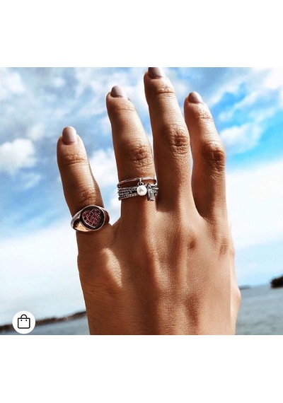 Kırmızı Taşlı Kalpli Küçük Parmak Yüzüğü Signed Ring -10382-r-r Rose Gold
