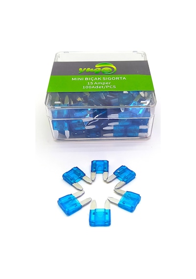 100 Adet 15 Amper Mini Bıçak Sigorta Yugo N11.518
