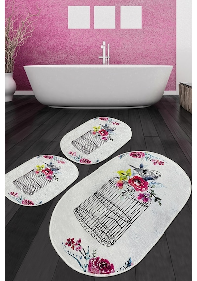 Cage Banyo Halısı Djt 3 Lü Set Çok Renkli
