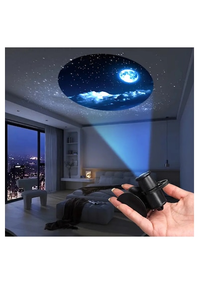 Anycast Yıldızlı Gece Proje Lambası 15 Sahne Hd Led Yıldız Projektör Usb Şarjlı Ay Gezegen Dünya Takımyıldız Projeksiyon Gece Lambası Dekoratif Masa Lambası 15 Film Diskli Salon Yatak Odası Aydınlatma