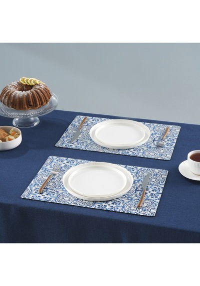 Karaca Home Petra Patterned Amerikan Servisi 2'li Set Mavi Beyaz