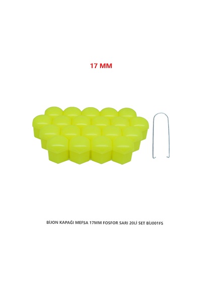 Bijon Kapağı Düz 17 Mm Fosfor Sarı 20 Li Set