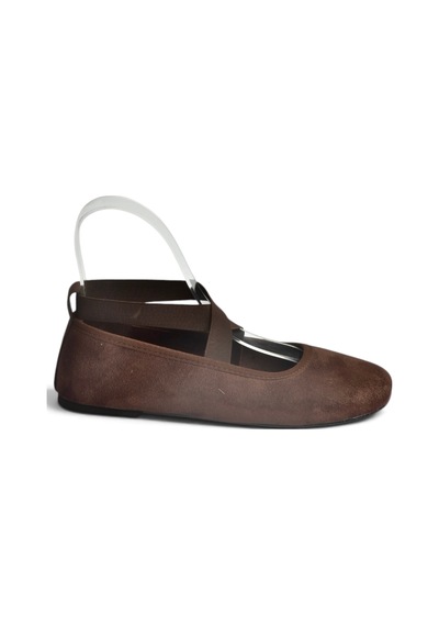 Fox Shoes Z250021002 Kahverengi Süet Çapraz Lastikli Kadın Babet