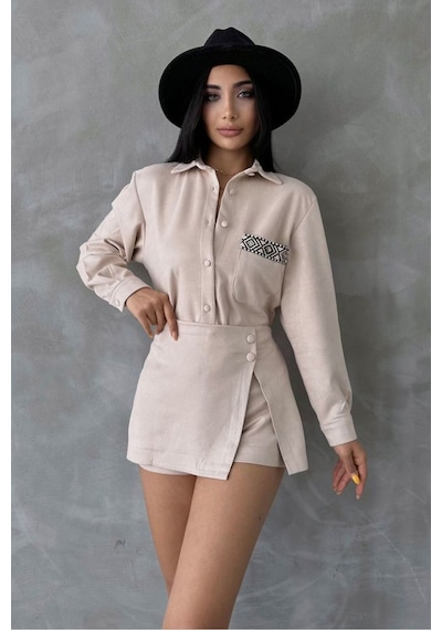 Verymoda Süet Gömlek - F1517 Taş