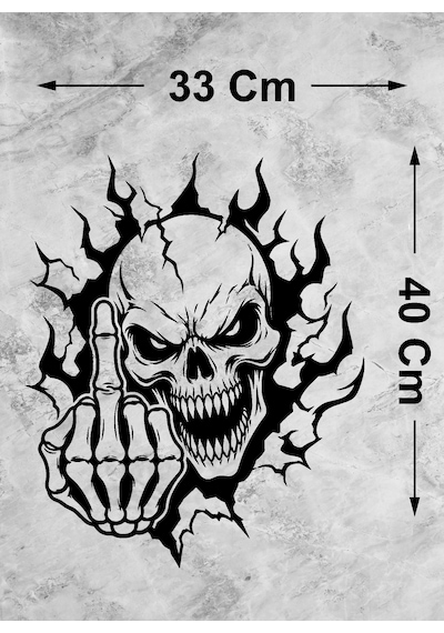 İskelet Kurukafa Sticker - İskeletor Kurukafa Kuru Kafa Sticker - Araba Oto Motosiklet Karavan Cam Laptop Sticker - 00352 40x33 Cm