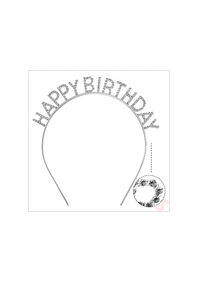 Gümüş Kristal Taşlı Happy Birthday Doğum Günü Tacı İthal Ürün A Kalite 17x16 Cm Çocuk