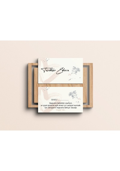 Çift Yön Teşekkür Kartı Thank You Cart Çiçek Desenli Tebrik Kartı