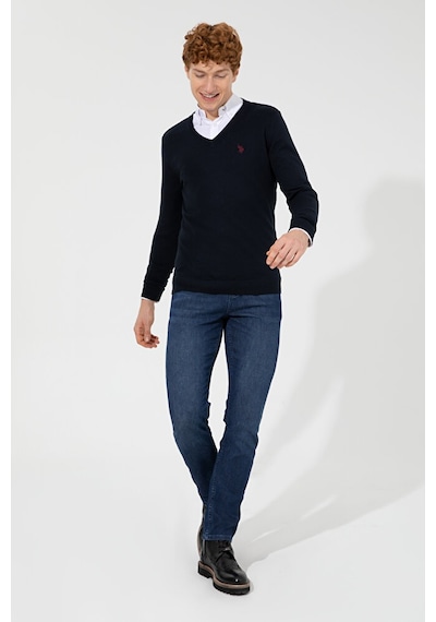 U.S. Polo Assn. Erkek V Yaka Basic Triko Kazak 50256658-vr033 Çok Renkli