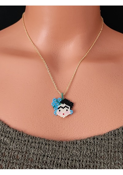 Harmel Jewelry Miyuki Mavi Frida Kolye Mavi