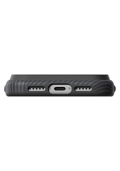 Apple Uyumlu iPhone 18 Pro Kılıf M-safeli Aramid Karbon Fiber Military-grade New Logo Black-grey Twill Kapak Siya Siyah