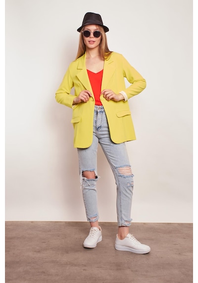 Yakalı Kolu Katlamalı Cep Kapaklı Salaş Boyfriend Oversize Hafif Likralı Kumaş Blazer Ceket-neon Sarı Neon Sarı Yakalı Kolu Katlamalı Cep Kapaklı Salaş Boyfriend Oversize Hafif Likralı Kumaş Blazer Ceket-neon Sarı Neon Sarı