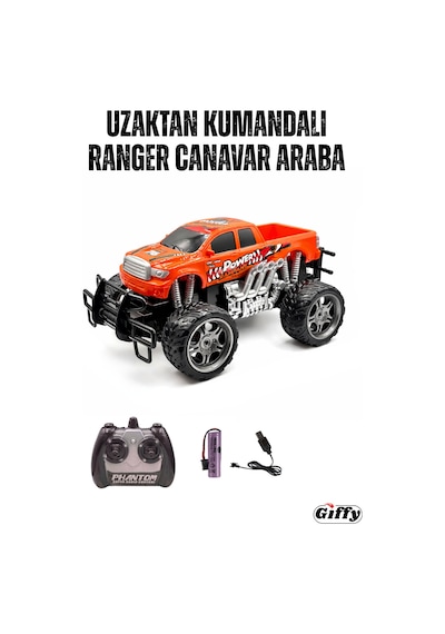 Uzaktan Kumandalı Canavar Ranger Araba Şarjlı Full Fonksiyon 4x2 Off Road Kamyon Oyuncak Arazi Aracı Turuncu