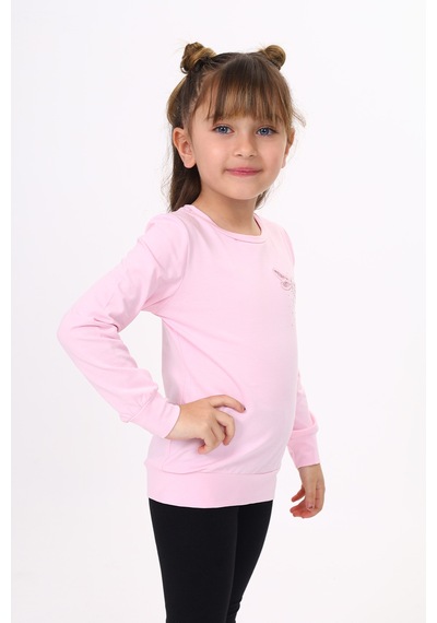 Toontoy Kids Toontoy Kız Çocuk Yusufcuk Nakışlı Tişört Açık Pembe