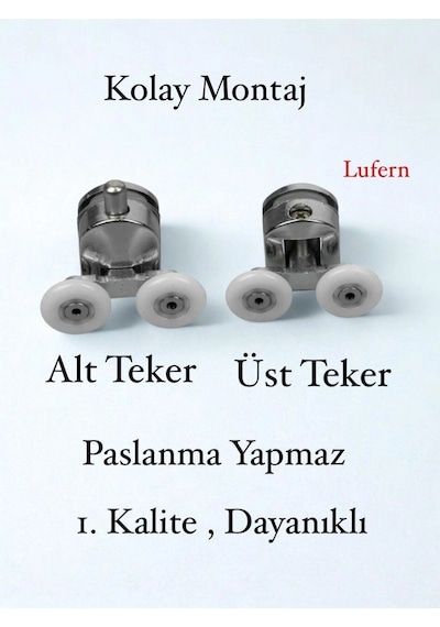 Dayanıklı Duşakabin Tekerleği Alt Üst Sürgülü Cam Kabin Tekeri Rulman Metal Gövdeli 8 Li Set Çok Renkli