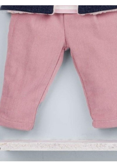 Baby Rose Kız Bebek Örme Kot Ceket Pantolonlu 3 Lü Takım-14925 Çok Renkli