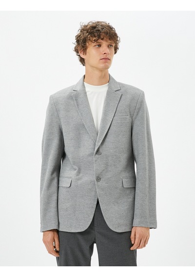 Koton Blazer Ceket Slim Fit Düğmeli Çift Cep Detaylı Antrasit 4wam50006hw Antrasit