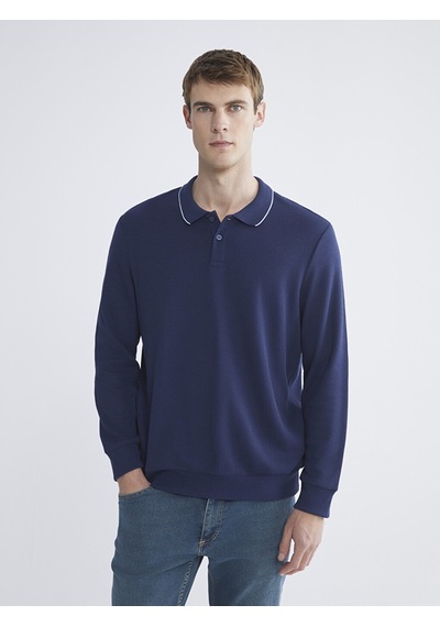Lcw Eco Mavi Polo Yaka Erkek Sweatshirt