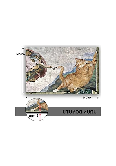 Komik Tasarımlı Dekoratif Kapı Paspası, 45x70 Cm Boyutunda Açık Bej