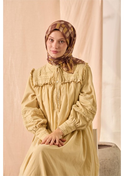 Silk Home Soft Eşarp 73096-10 Kahverengi, Krem, Acı Kahve, Hardal