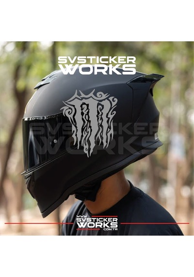 Monster Kask Sticker Tüm Kasklar Uyumlu Tek Yön 1 Adet Gri