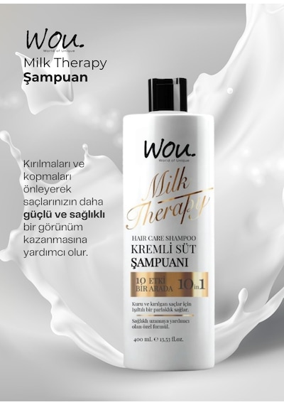 Wou Milk Therapy Şampuan 400 Ml Milk Therapy Milk Therapy Saç Bakım Sütü 150ml
