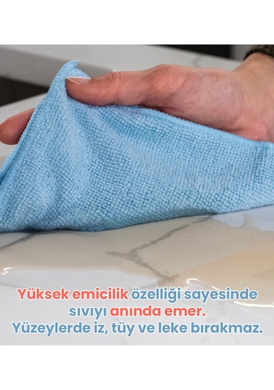 Mulpex Mikrofiber Temizlik Bezi 40x40 Cm 375 Gsm, Parlak Dokulu, 60 Gr 2, Yüksek Emici, İz Bırakmaz Mavi