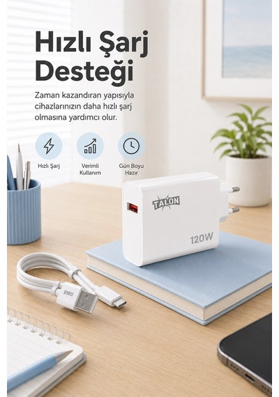Güvenli Şarj Özellikli 120w Adaptör Ve Kablo Seti Akıllı Koruma Destekli Diğer